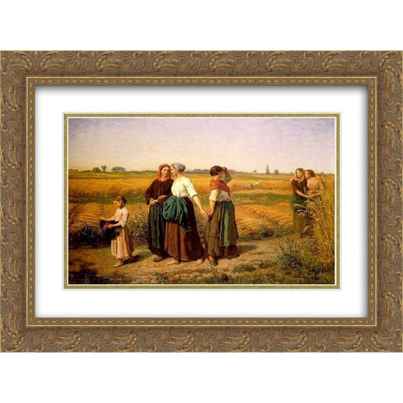 Jules Breton 2x Matted 24x20 Gold Ornate Framed Art Print 'The Reapers'