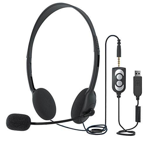 Eadidi USB Headset Computer Headset with Microphone Black Lightweight PC Headset Wired Headphones Business Headset for Skype Webinar Cell Phone Call Center