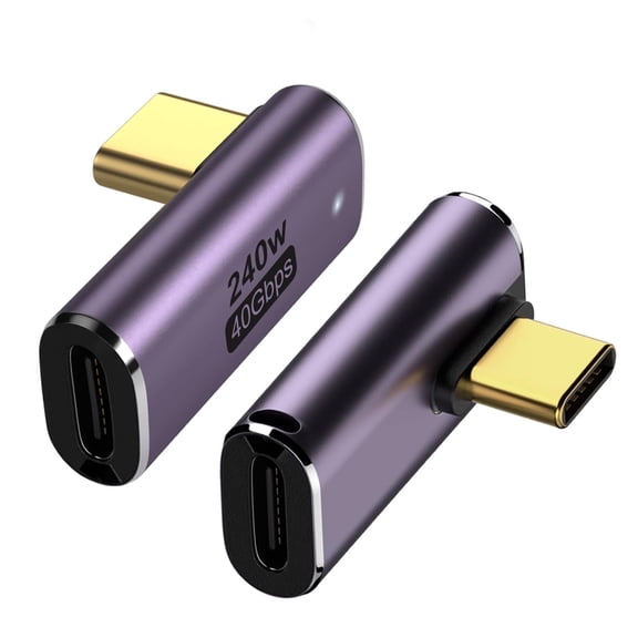 Strhowill 2 Pack USB C 90 Degree Adapter,USB C Right Angle Adapter with 40 Gbps PD 240W 8K@60hz Video Charge,Compatible for Phone Laptop（90 Degree Angle）