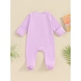 thumbnail image 5 of FEORJGP Infant Boys Girls Pajamas Newborn Baby Footie Jumpsuits Long Sleeve Zip Up Rompers Solid Color Crew Neck Bodysuit Loose Casual Daily Clothes Little Boy Girl Loungewear, 5 of 9
