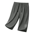 thumbnail image 4 of Wrtxtat Plus Size Capris for Men Lightweight Drawstring Waist Wide Leg Cropped Hiking Jogging Track Pants with Zipper Pockets Green#01 XXXL, 4 of 9