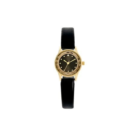 Time and Tru Women's Adult Gold Tone Cushion Case Watch with Faceted Bezel
