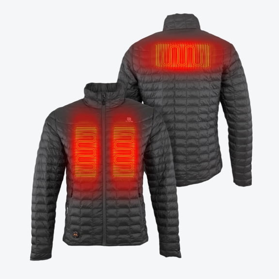 Mobile Warming Backcountry Heated Jacket for Men, 3 Heat Zones, PrimaLoft Insulation, 7.4V Battery, Black, 2XL