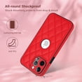 thumbnail image 3 of Logo View Design Compatible with iPhone 12 Pro Max Phone Case Luxury Diamond Plaid PU Leather Vintage Slim Non-Slip Soft Grip Shockproof Anti-fall Heavy Duty Protective Case Cover,Red, 3 of 7