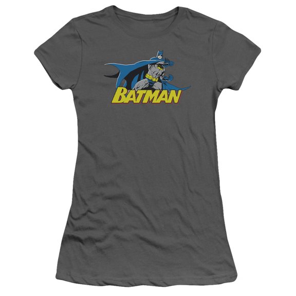 Batman 8 Bit Cape S/S Junior Women's T-Shirt Sheer Charcoal