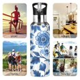thumbnail image 7 of Yayeee 33oz Insulated Water Bottle Double Wall Stainless Steel with Flip Straw Lid, Blue Floral Pattern, 7 of 7