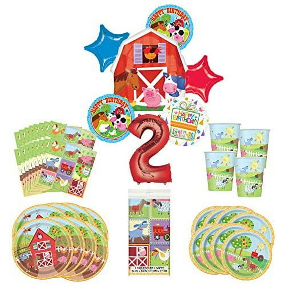 Barnyard Farm Party Supplies 8 Guests 2nd Birthday Balloon Bouquet Decorations