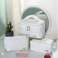 thumbnail image 6 of 3 count Makeup Bag Set, Cationic Jacquard Large  Organizer, -Coated Solvent-Free Travel Toiletry Bag for Women - White, 6 of 6