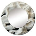 thumbnail image 2 of Designart "Black And White Waves In Monochrome Op Art" Op Art Round Mirror Wall Decor Modern - Large White Round Bathroom Mirror - Round Mirror - 36" x 36", 2 of 6