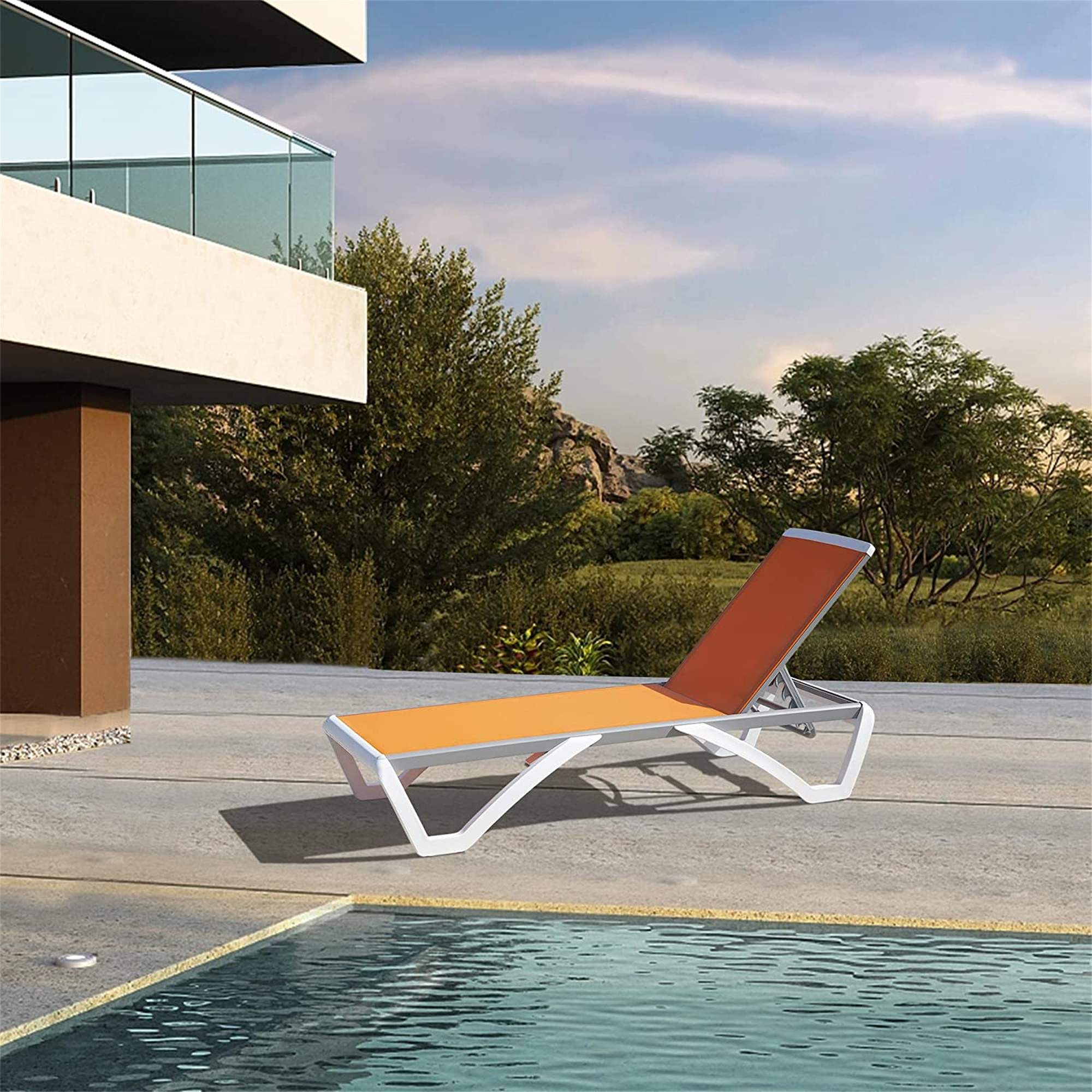 KIZOCAY Patio Chaise Lounge 5 Position Adjustable Aluminum Pool Lounge Chairs, All Weather Pool