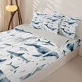 thumbnail image 2 of Manfei Ink Ocean Whale Zipper Queen Comforter Set with Fitted Sheet and 2 Pillowcases, Kawaii Shark Zipper Bedding Set, Navy White, Gray Reversible, 4-Piece, 2 of 7