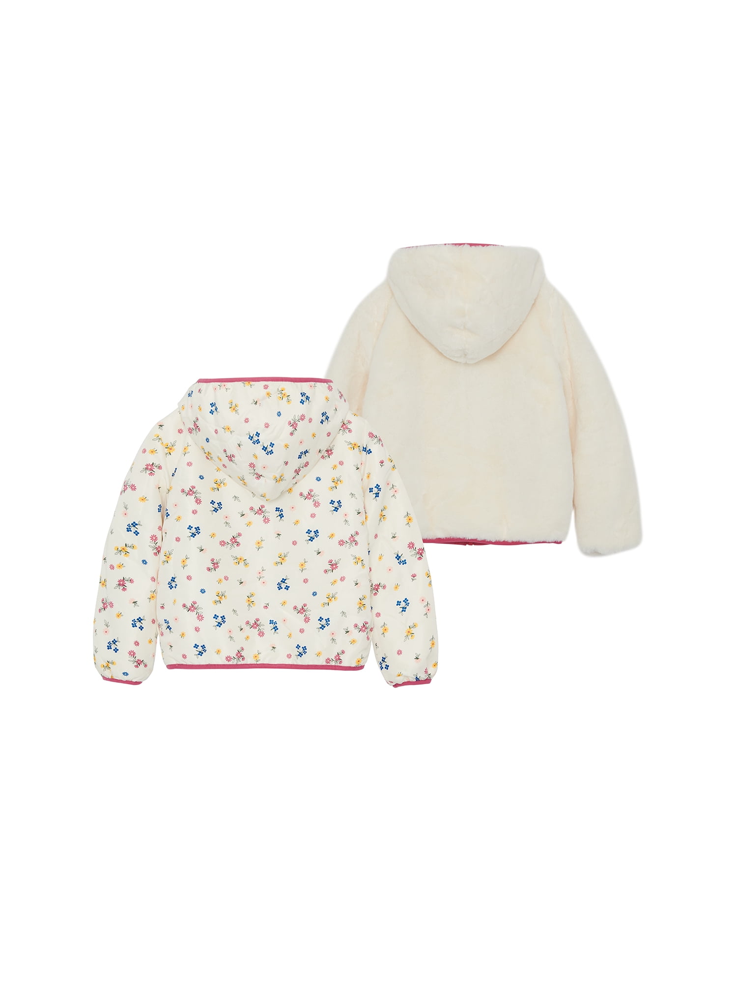 Wonder Nation Toddler Girl Faux Fur Reversible Jacket, Sizes 12M-5T