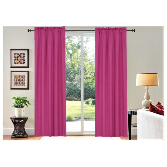 1 PAIR lined thermal blackout window curtain panel treatment drape top rod pocket hot pink plain solid color R64 35" X 95" each panel