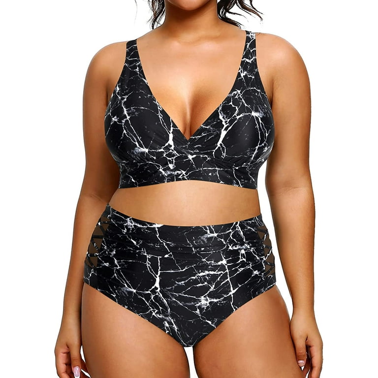 Yonique Womens Plus Size Bikini High Waisted Swimsuits Two Piece
