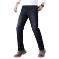 thumbnail image 3 of Pantalones vaqueros de hombre con forro polar, corte recto, elásticos, cálidos for el invierno, color azul claro, 3 of 7