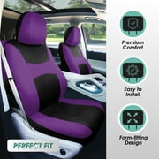 FH Group Universal Fit Cloth Car Seat Covers w/ Steering Cover & Belt Pads Full Set Purple
