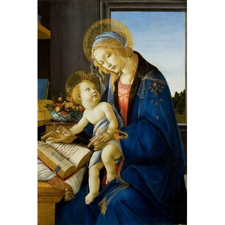 Mara Painting - Madonna of the Book (Madonna Del Libr), 1480 Renaissance Virgin Mary and Child Painting Print Wall Art By Sandro Botticelli