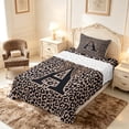 thumbnail image 3 of meiyoeat Leopard Print Bow Letter A Twin Sheet Sets, Women Teens, Brown Animal Print Bedding, 3 Pieces, 1 Flat Sheet, 1 Fitted Sheet and 1 Pillowcase, 3 of 6
