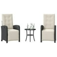 thumbnail image 1 of vidaXL 3 Piece Bistro Set with Cushions Black Poly Rattan, 1 of 5