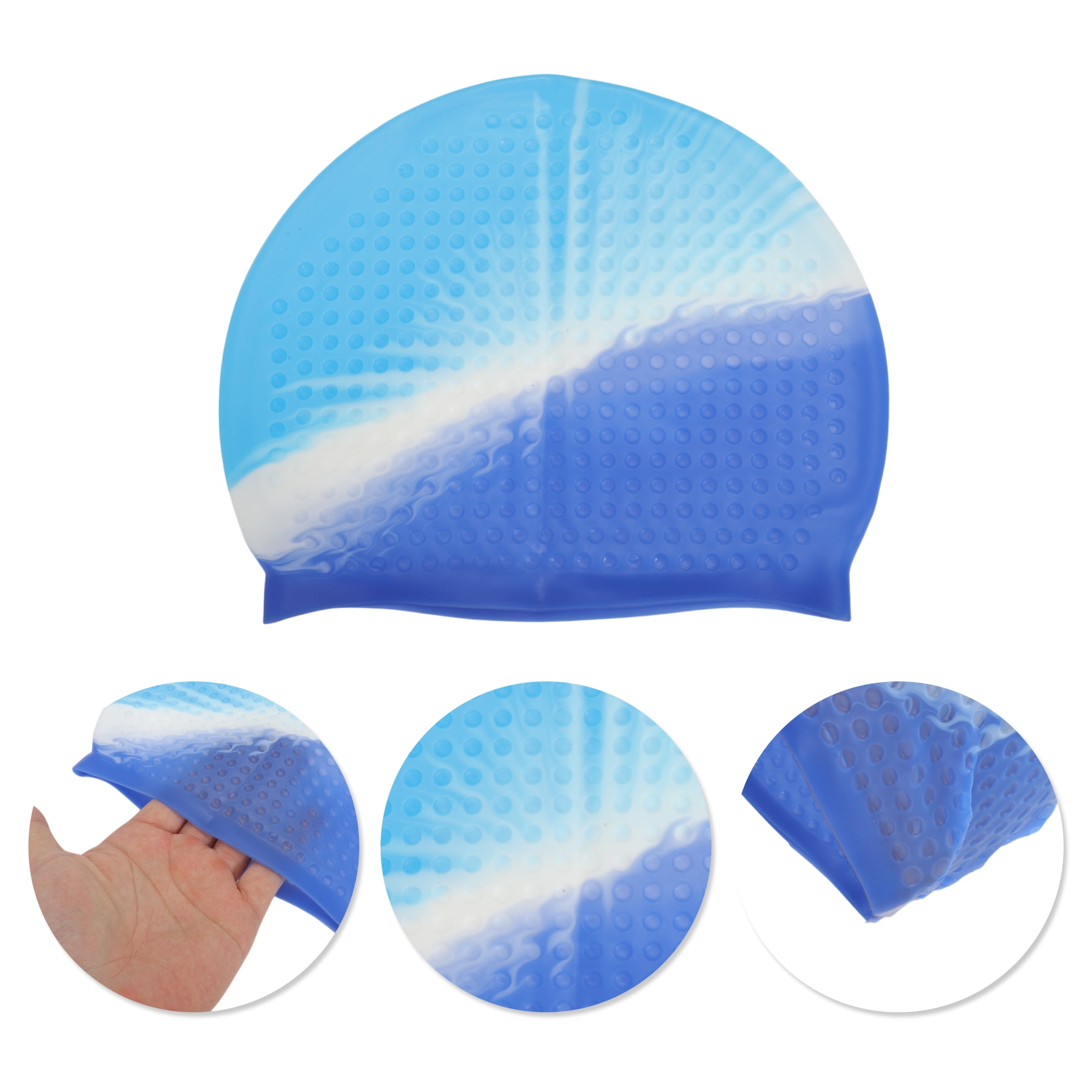 Unique Bargains Waterproof Bubbles Texture Swimming Cap Assorted Color, Blue