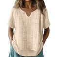 thumbnail image 5 of Cotton Linen Shirts for Women Boho Loose Tunic Blouse Summer 2026 Casual Comfy Crewneck Gauze Tops Beach Shirt, Beige L, 5 of 7