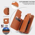 thumbnail image 4 of Wallet Case for Samsung Galaxy S24, with Crossbody Shoulder Strap & Hand Wrist Cards Holder Zipper Pocket Stand Feature Full Protective Shockpoof Phone Case for Samsung Galaxy S24, Brown, 4 of 7