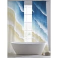 thumbnail image 5 of Abstract Beach Sheer Curtains 108 Inch Long 2 Panels, Navy Blue Beige Ombre Ocean Wave Coastal Sand Light Filtering Rod Pocket Curtains, Sheer Voile Drapes for Living Room Bedroom, 52"x108", 5 of 8