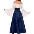 thumbnail image 4 of Diufon Plus Size Womens Dress Ruffle off Shoulder Long Sleeve Maxi Dress Color Block Waisted A-Line Dress, 4 of 6