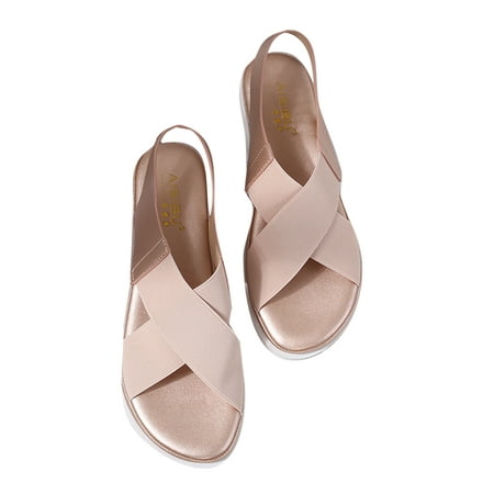 

Lacyhop Women s Outdoor Wear Resistant Ankle Strap Summer Sandal Women Parties Durable Slip On Beach Shoes Comfort Cross Flat Sandals
