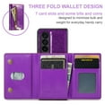 thumbnail image 2 of Nalacover Zipper Wallet Case for Samsung Galaxy Z Fold 4 with Card Slots Holder Magnetic Kickstand, 2 in 1 Design Luxury Shining PU Leather Shockproof Anti-Scratch Cover for Galaxy Z Fold4, Purple, 2 of 9