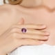 thumbnail image 5 of Anillo abierto de cristal morado color dorado Anillo abierto de boca abierta para mujer con temperamento y estilo moderno, 5 of 8