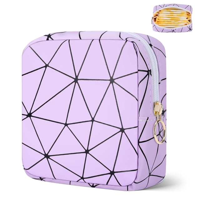 Bolsa para el periodo de cuero PU Likesing, estuche para toallas sanitarias, morado
