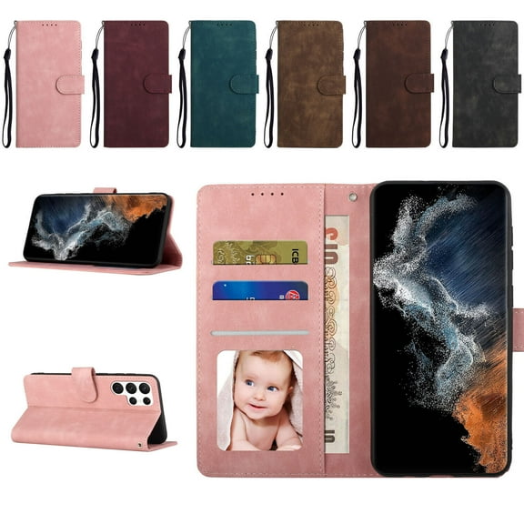 For Samsung Galaxy S22 Ultra Cover with Card Slot Shockproof Luxury Leather Flip Holder Stand Wallet Magnetic Flip Strap Case Cover For Samsung Galaxy S22 Ultra