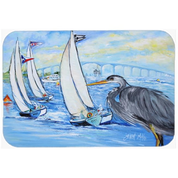 Blue Heron Sailboats Dog River Bridge Mouse Pad, Hot Pad & Trivet