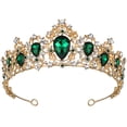 thumbnail image 1 of Miangastore Couronne Baroque de Mariée Rétro Coiffe de Mariage Accessoires de Cheveux pour Femmes (Vert et Doré), 1 of 9