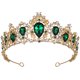 thumbnail image 1 of GOOHOCHY Corona de novia barroca, tocado de boda retro, accesorios para el cabello de fiesta para mujeres, mujeres (verde y dorado), 1 of 7