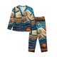 thumbnail image 1 of Balery Whimsical Sailboat Ocean Art Conjunto de Pijama con Estampado para Mujer, Conjunto de Dos Piezas con Manga Larga, Ropa de Dormir Suave con Bolsillos, Pijamas Cómodos-Medium, 1 of 7