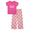 Pink, variant on Kpop Demon Hunters Girls Short Sleeve Snug Fit Sleep Top and Pants Pajama Set, 2-Piece, Sizes 4-10