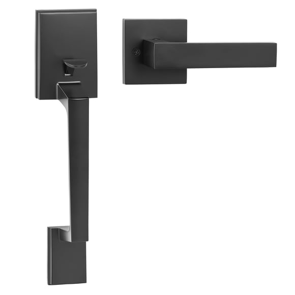 VEVOR Front Door Handle Matte Black Square Handle with Lever No Lock Reversible