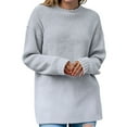 thumbnail image 4 of larppty Oversized Sweaters for Women Trendy Chunky Batwing Long Sleeve Casual Crewneck Ribbed Pullover Tunic Sweater (Grey, S), 4 of 5