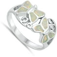 thumbnail image 4 of CHOOSE YOUR COLOR Mosaic Butterfly Happiness Swirl Ring .925 Sterling Silver Band White CZ Female Size 9, 4 of 4