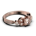 thumbnail image 2 of Unique Boho & hippie 1.50 Carat Round Cut Morganite And Diamond Moissanite Engagement Ring, Wedding Ring in 925 Sterling Silver With 18k Rose Gold Plating, Leaf Ring, Promise Ring, Anniversary Gift, 2 of 3