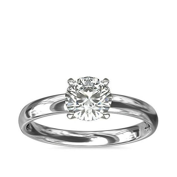 1.00 Carat Round Genuine Diamond Beautiful Solitaire Engagement Ring for Ladies Solid 14K White Gold Size 7