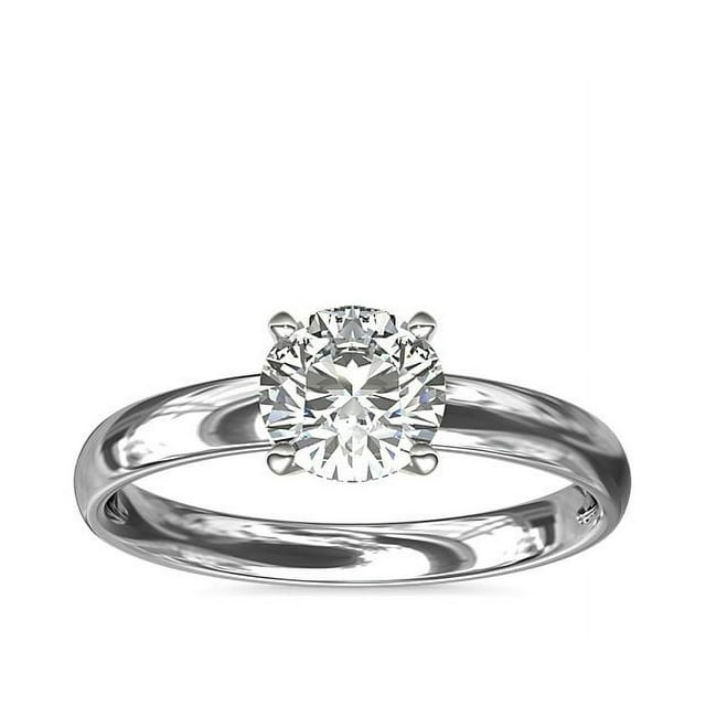 1.00 Carat Excellent Round Cut Real Diamond New Design Solitaire Ring for Wedding Solid 18K White Gold Size 11