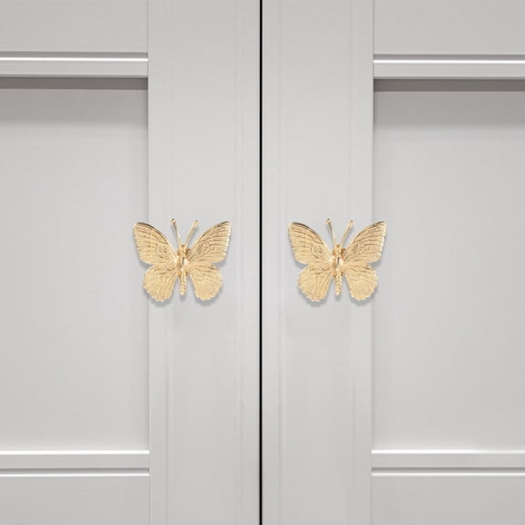 PENIKOKO Vintage Brass Butterfly Cabinet Knobs Decorative Drawer Pulls for Home Furniture, Easy Installation, Golden Finish, 1 Pair