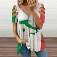 thumbnail image 2 of Map of Italy - Italian Flag Womens Summer V Neck Zipper Top Short Sleeve T Shirt Off Shoulder Top Casual Classy Loose Shirts, 2 of 7