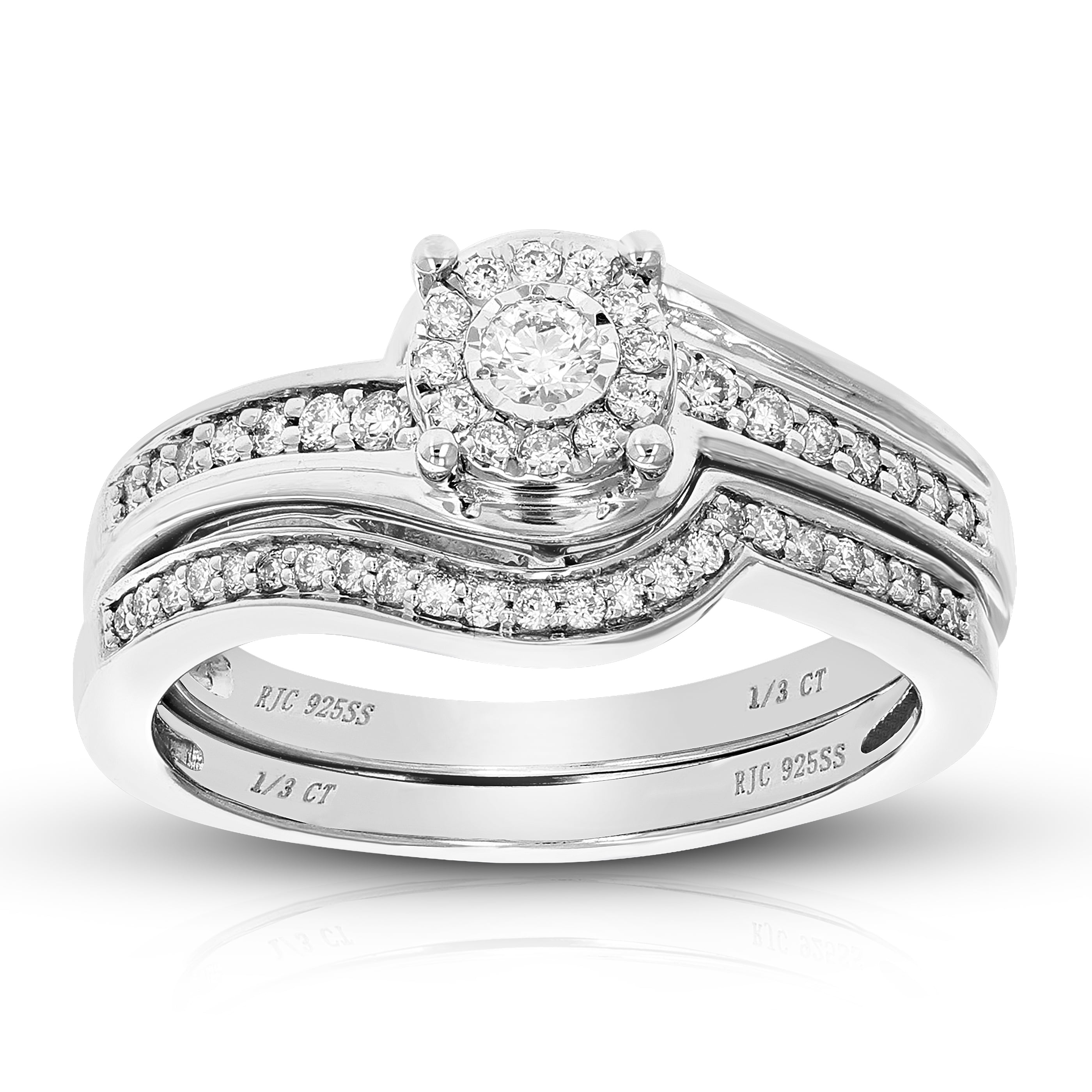 1/3 CTTW Wedding Engagement Ring Bridal Set, Round Lab Grown Diamond