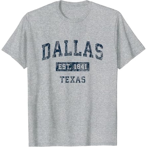 Dallas Texas TX Vintage Sports Design Navy Print T-Shirt