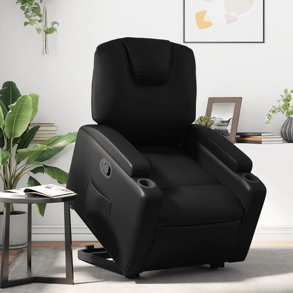 vidaXL Stand up Recliner Chair Black Faux Leather