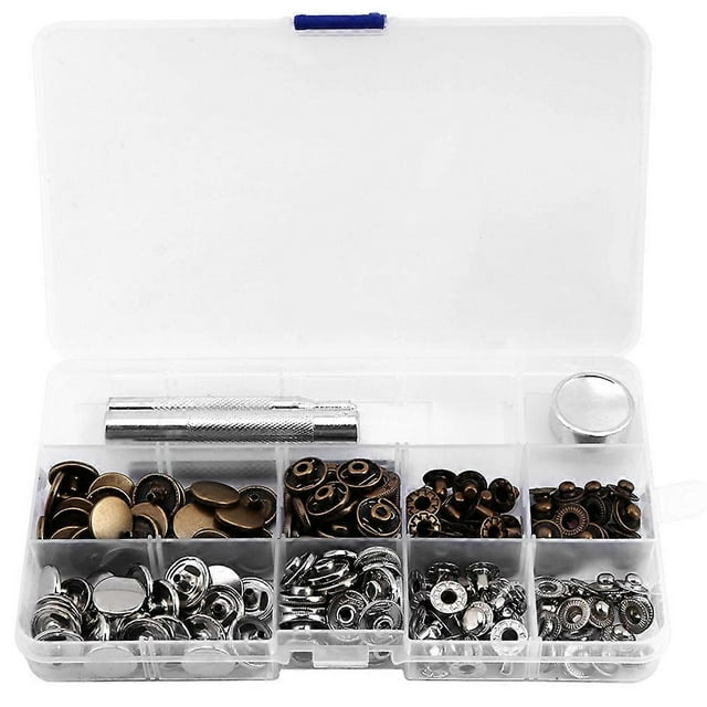 Lot de 50 boutons-pression avec outil de réglage pour vêtements en cuir 831#15 mm